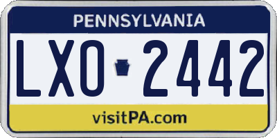 PA license plate LXO2442