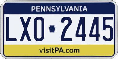PA license plate LXO2445