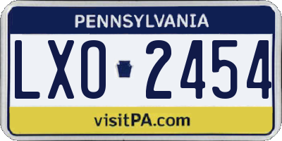 PA license plate LXO2454