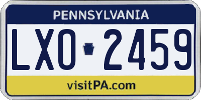 PA license plate LXO2459
