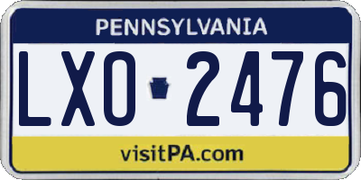 PA license plate LXO2476