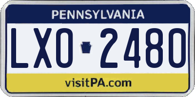 PA license plate LXO2480