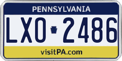 PA license plate LXO2486