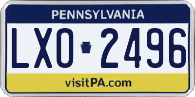 PA license plate LXO2496