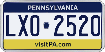PA license plate LXO2520