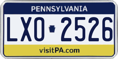 PA license plate LXO2526