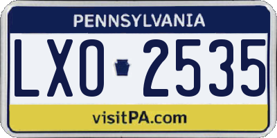 PA license plate LXO2535