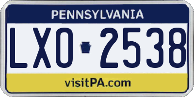 PA license plate LXO2538