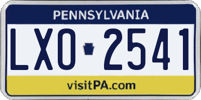 PA license plate LXO2541