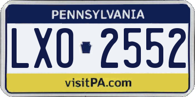 PA license plate LXO2552