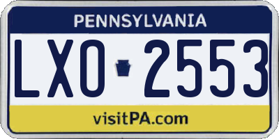 PA license plate LXO2553