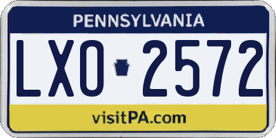 PA license plate LXO2572