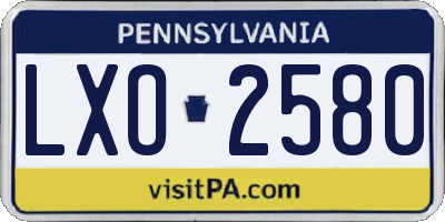 PA license plate LXO2580