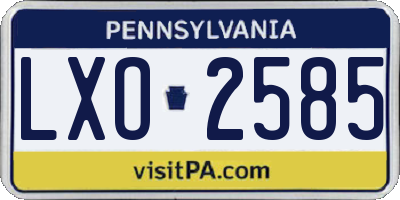 PA license plate LXO2585