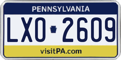 PA license plate LXO2609