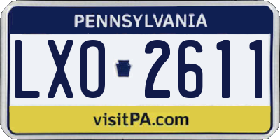PA license plate LXO2611