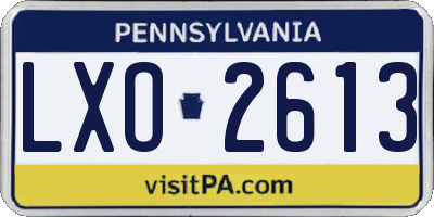 PA license plate LXO2613