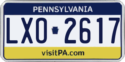 PA license plate LXO2617