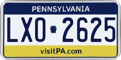 PA license plate LXO2625