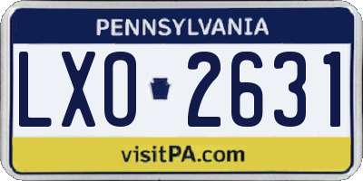 PA license plate LXO2631