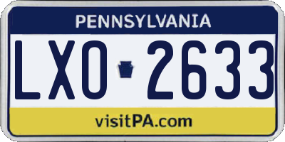 PA license plate LXO2633