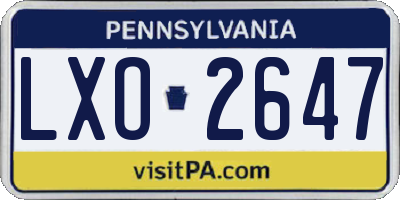 PA license plate LXO2647
