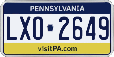 PA license plate LXO2649