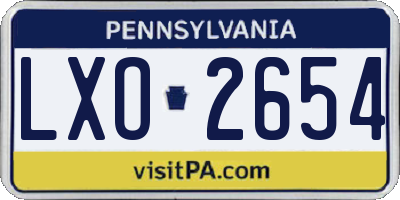 PA license plate LXO2654
