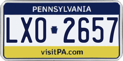 PA license plate LXO2657