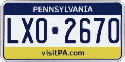 PA license plate LXO2670