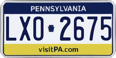 PA license plate LXO2675