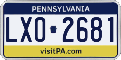 PA license plate LXO2681