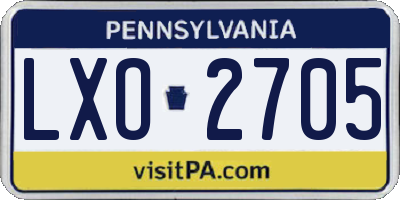 PA license plate LXO2705