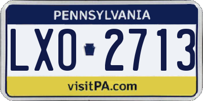 PA license plate LXO2713