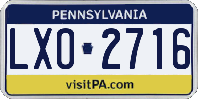 PA license plate LXO2716