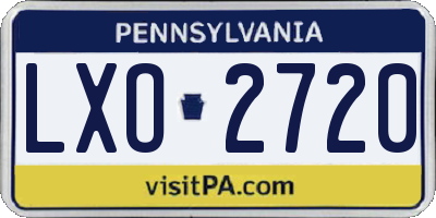 PA license plate LXO2720