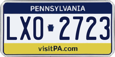 PA license plate LXO2723