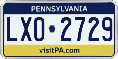 PA license plate LXO2729