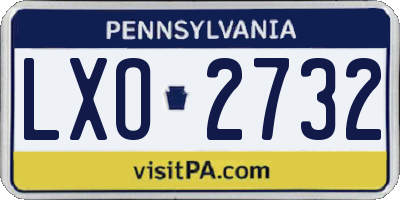 PA license plate LXO2732