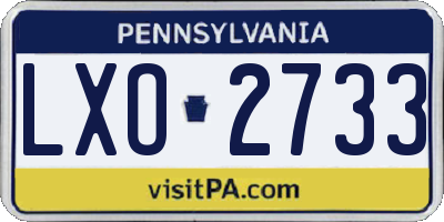 PA license plate LXO2733