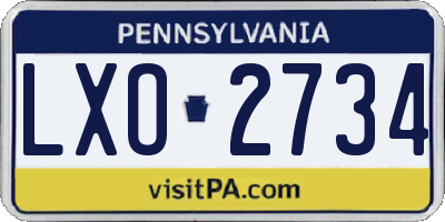 PA license plate LXO2734