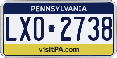 PA license plate LXO2738