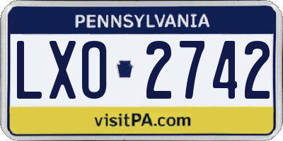 PA license plate LXO2742