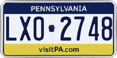 PA license plate LXO2748