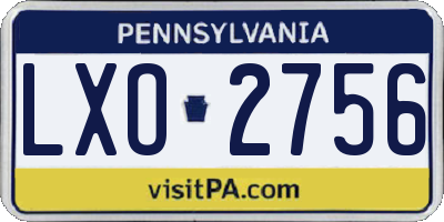 PA license plate LXO2756