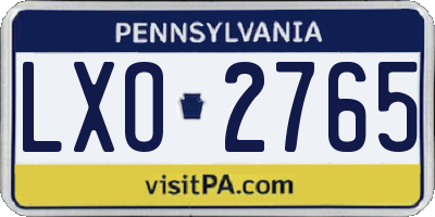 PA license plate LXO2765