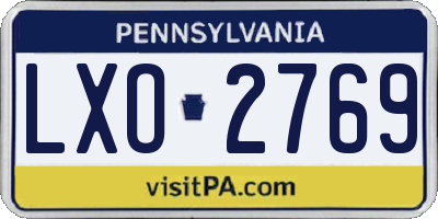 PA license plate LXO2769