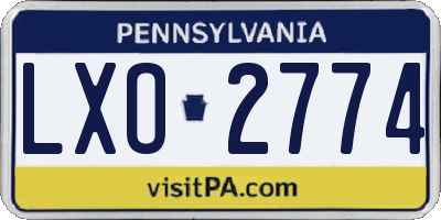 PA license plate LXO2774