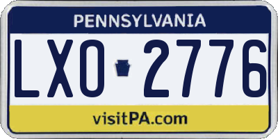 PA license plate LXO2776