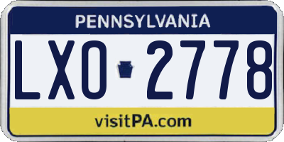 PA license plate LXO2778